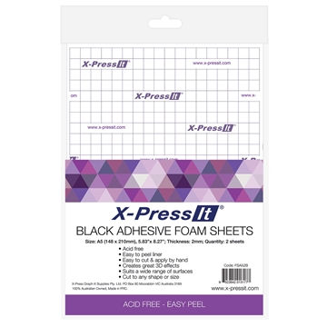 Picture of X-Press It Adhesive Foam Sheets Black 2mm A5 2 sheets