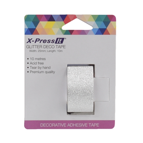 Picture of X-Press It Glitter Deco Tape 25mm x 10m Silver